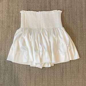 Natural Life White Smocked High-Waist Skirt